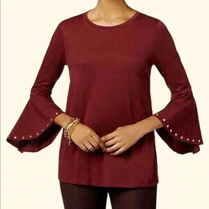 Michael Kors Women Studded Bell Sleeve Top